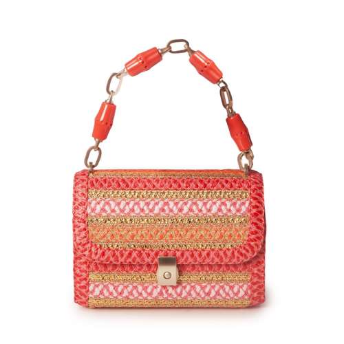 Eric Javits Luxury Fashion Designer Women's Handbag - St. Barths - Coral Mix Deal in US
